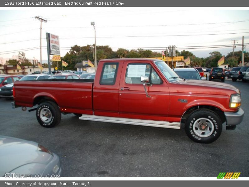 Electric Current Red Pearl / Grey 1992 Ford F150 Extended Cab
