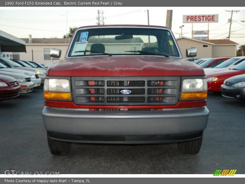 Electric Current Red Pearl / Grey 1992 Ford F150 Extended Cab