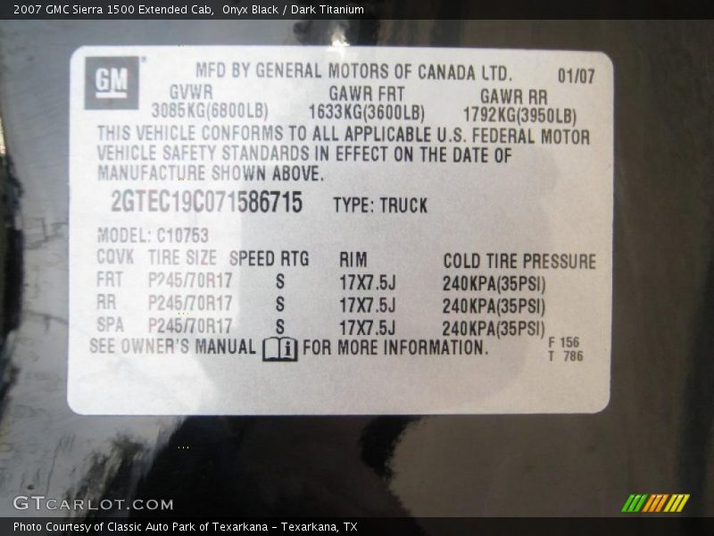Onyx Black / Dark Titanium 2007 GMC Sierra 1500 Extended Cab