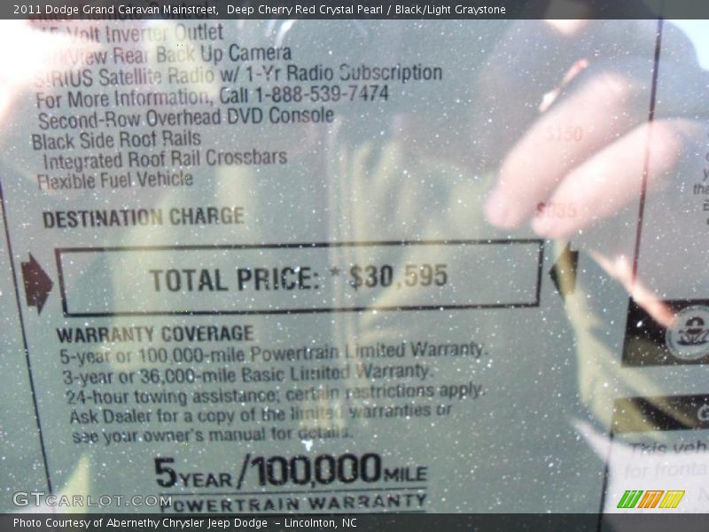 Deep Cherry Red Crystal Pearl / Black/Light Graystone 2011 Dodge Grand Caravan Mainstreet