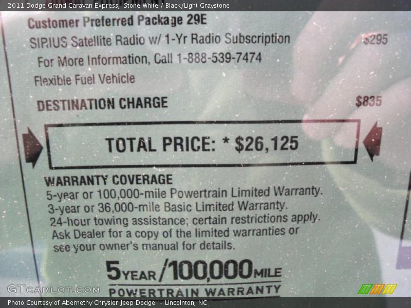 Stone White / Black/Light Graystone 2011 Dodge Grand Caravan Express