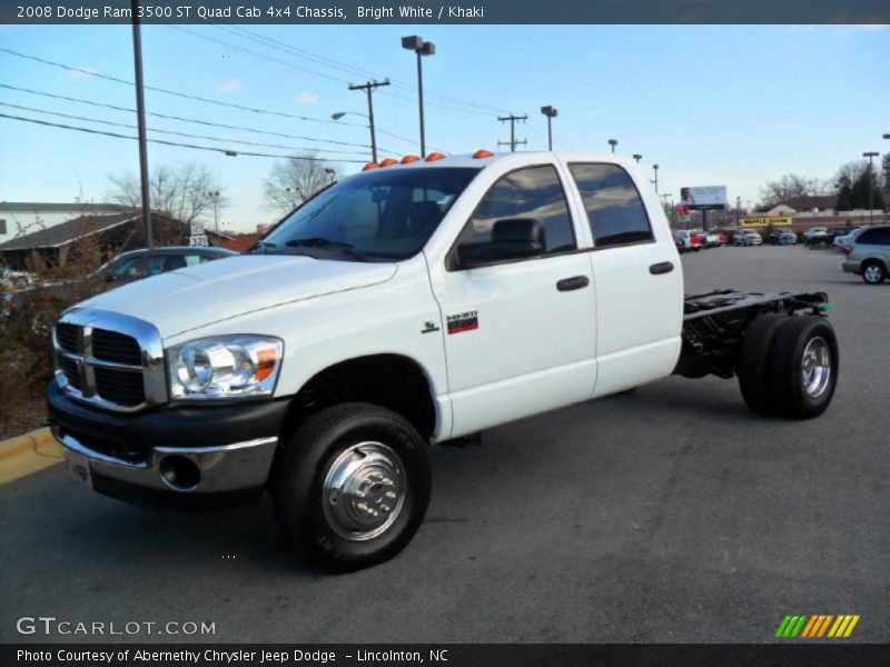 Bright White / Khaki 2008 Dodge Ram 3500 ST Quad Cab 4x4 Chassis