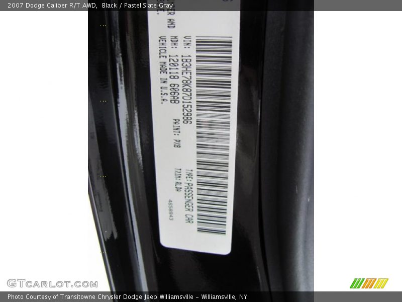 Black / Pastel Slate Gray 2007 Dodge Caliber R/T AWD