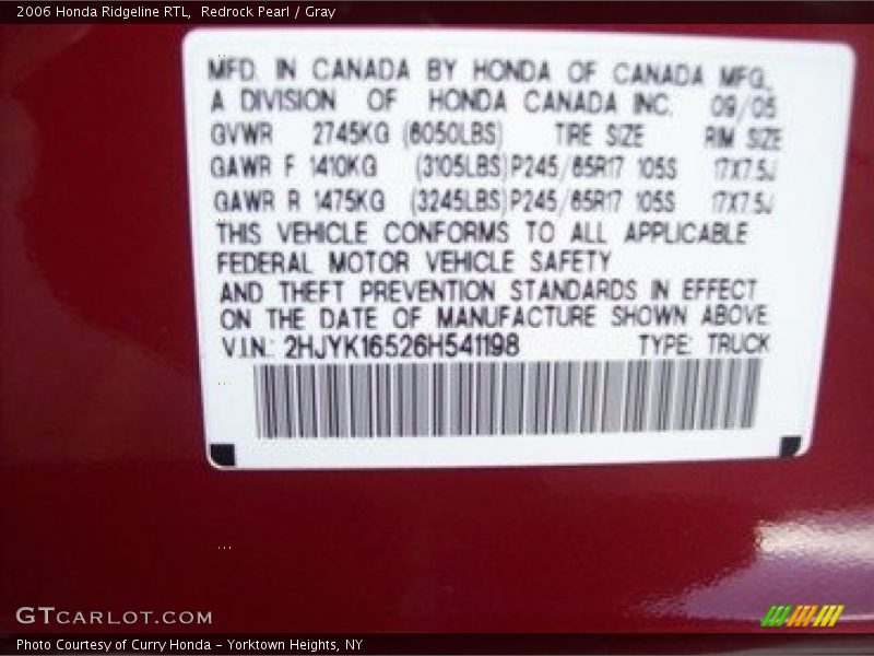 Redrock Pearl / Gray 2006 Honda Ridgeline RTL