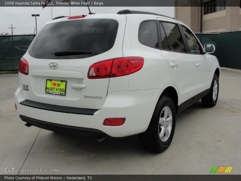 Powder White Pearl / Beige 2008 Hyundai Santa Fe GLS