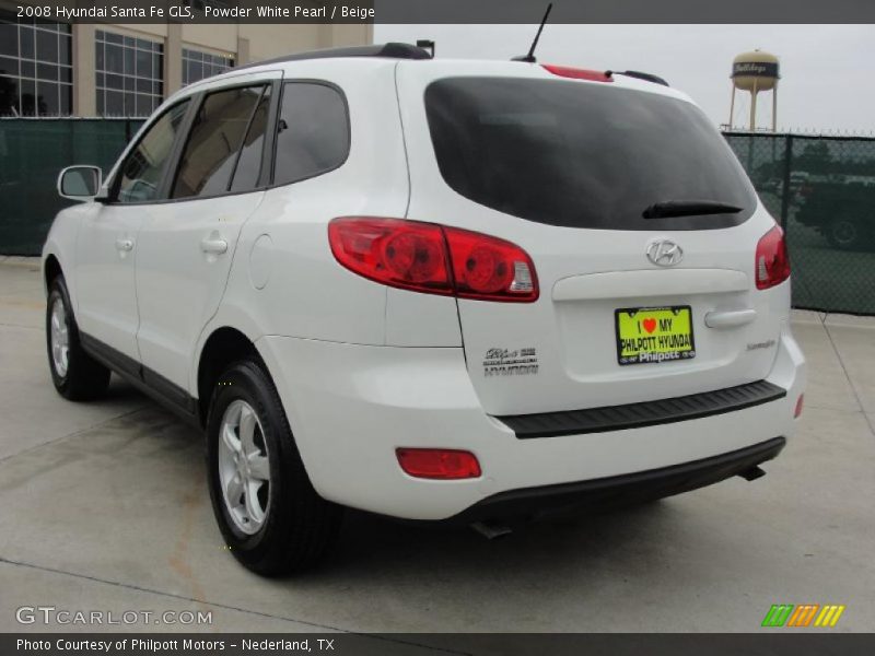 Powder White Pearl / Beige 2008 Hyundai Santa Fe GLS