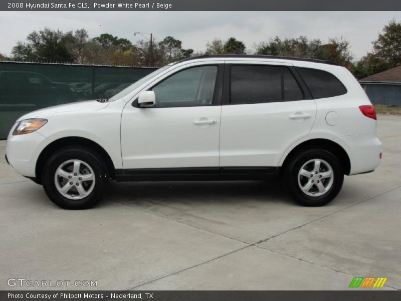 Powder White Pearl / Beige 2008 Hyundai Santa Fe GLS