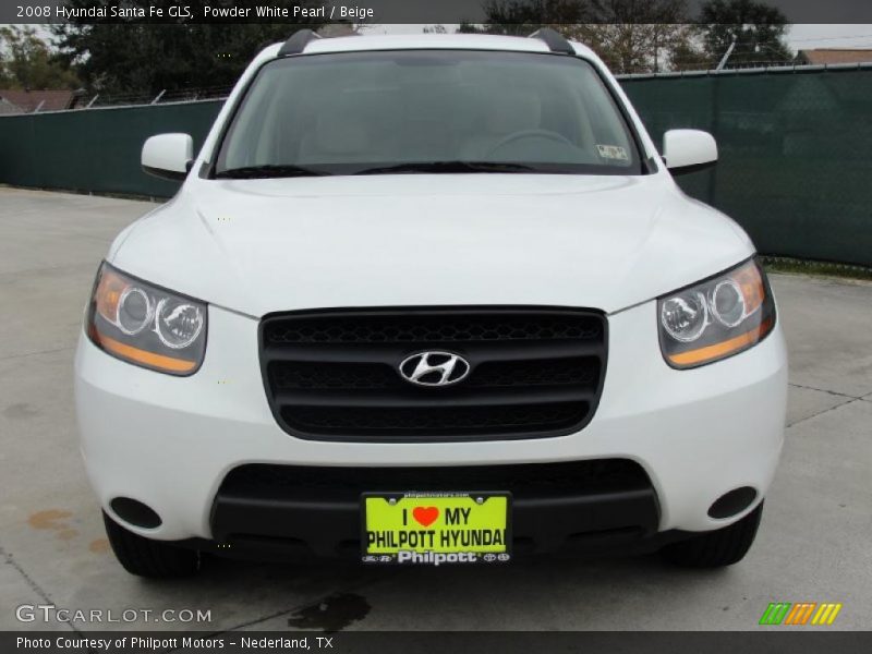 Powder White Pearl / Beige 2008 Hyundai Santa Fe GLS