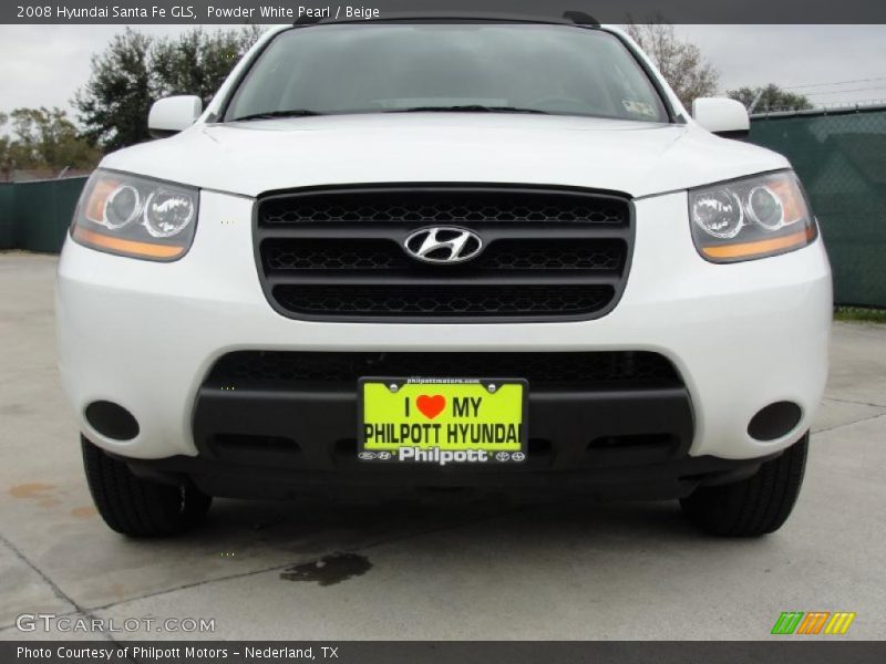 Powder White Pearl / Beige 2008 Hyundai Santa Fe GLS