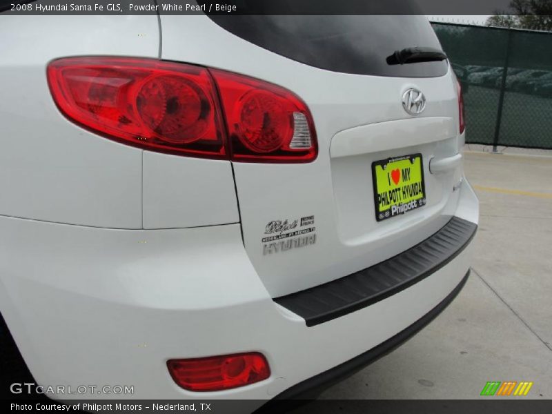 Powder White Pearl / Beige 2008 Hyundai Santa Fe GLS