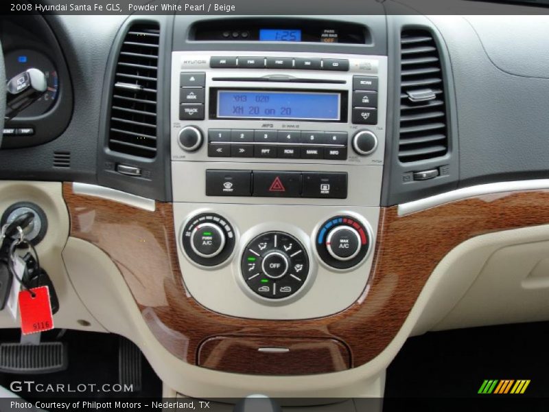 Powder White Pearl / Beige 2008 Hyundai Santa Fe GLS