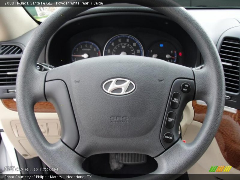 Powder White Pearl / Beige 2008 Hyundai Santa Fe GLS