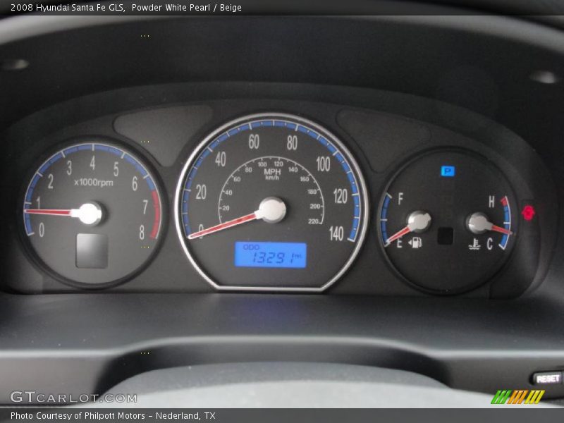 Powder White Pearl / Beige 2008 Hyundai Santa Fe GLS