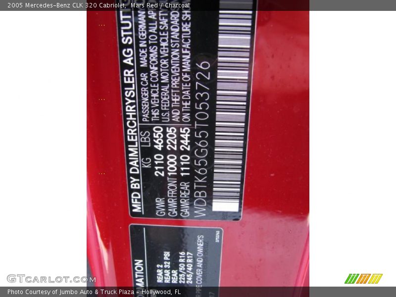 Mars Red / Charcoal 2005 Mercedes-Benz CLK 320 Cabriolet