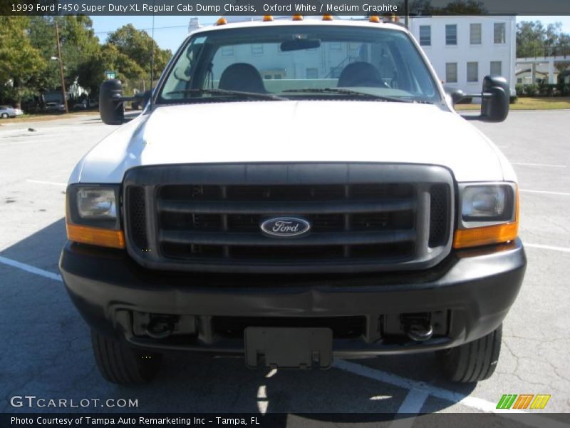Oxford White / Medium Graphite 1999 Ford F450 Super Duty XL Regular Cab Dump Chassis