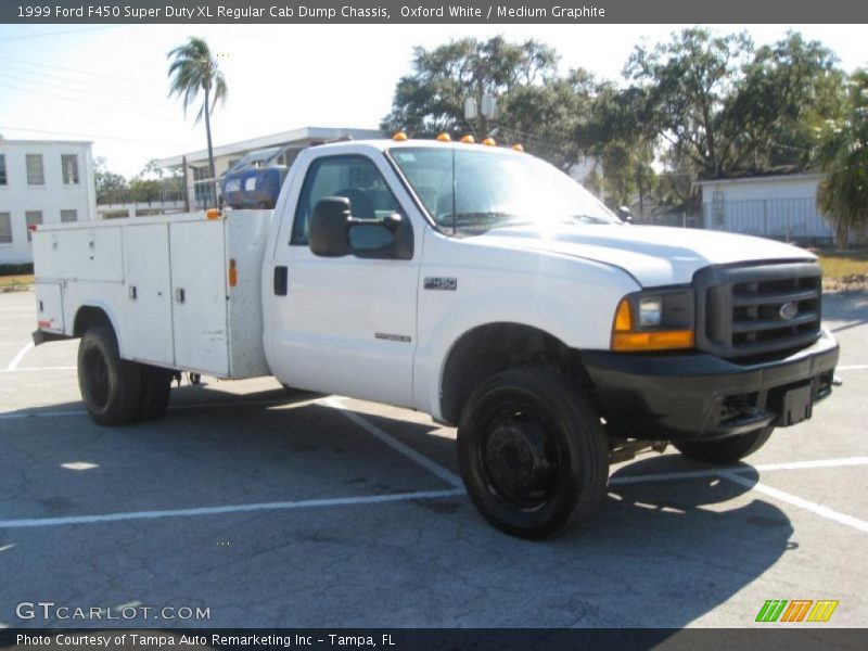 Oxford White / Medium Graphite 1999 Ford F450 Super Duty XL Regular Cab Dump Chassis