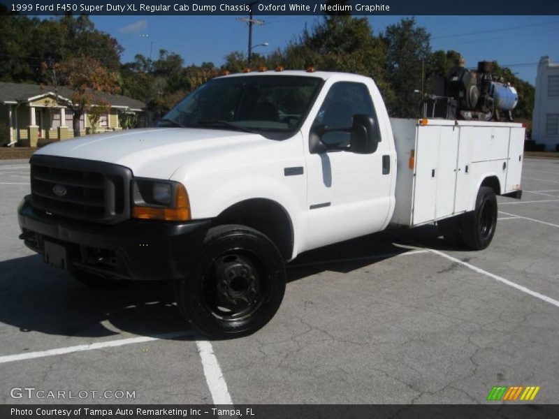 Oxford White / Medium Graphite 1999 Ford F450 Super Duty XL Regular Cab Dump Chassis
