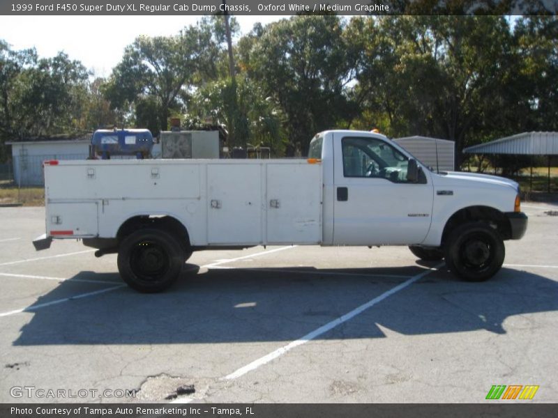 Oxford White / Medium Graphite 1999 Ford F450 Super Duty XL Regular Cab Dump Chassis