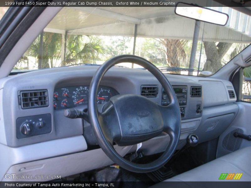 Oxford White / Medium Graphite 1999 Ford F450 Super Duty XL Regular Cab Dump Chassis