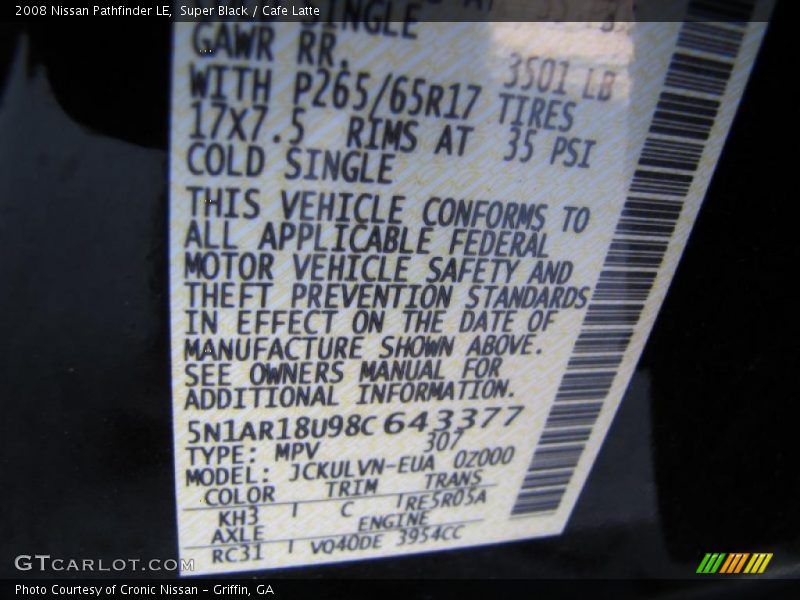 Super Black / Cafe Latte 2008 Nissan Pathfinder LE
