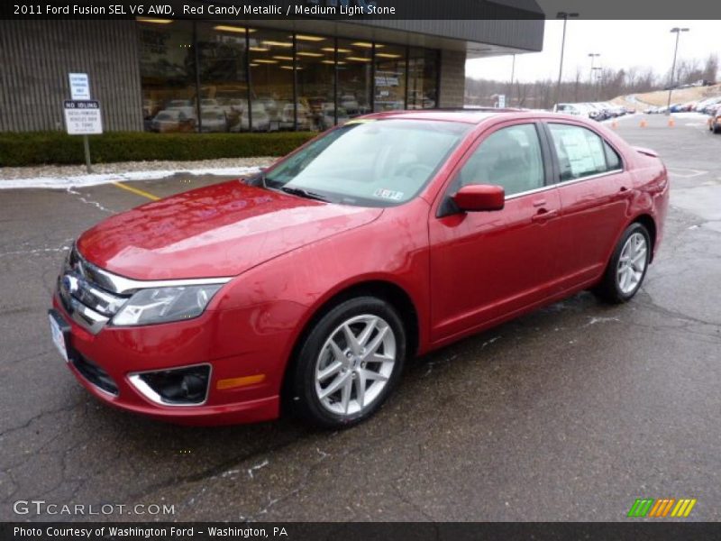 Red Candy Metallic / Medium Light Stone 2011 Ford Fusion SEL V6 AWD
