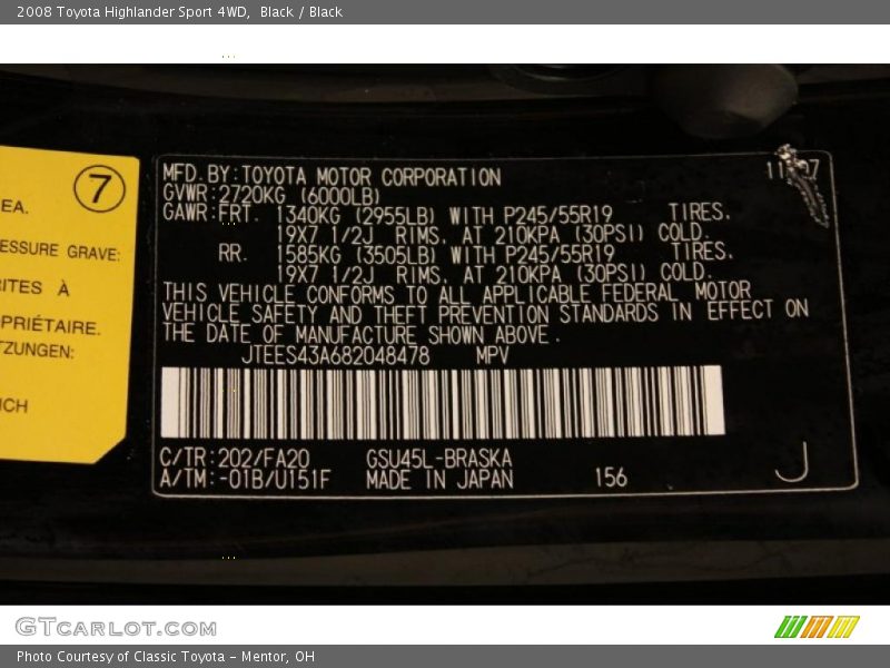 Black / Black 2008 Toyota Highlander Sport 4WD