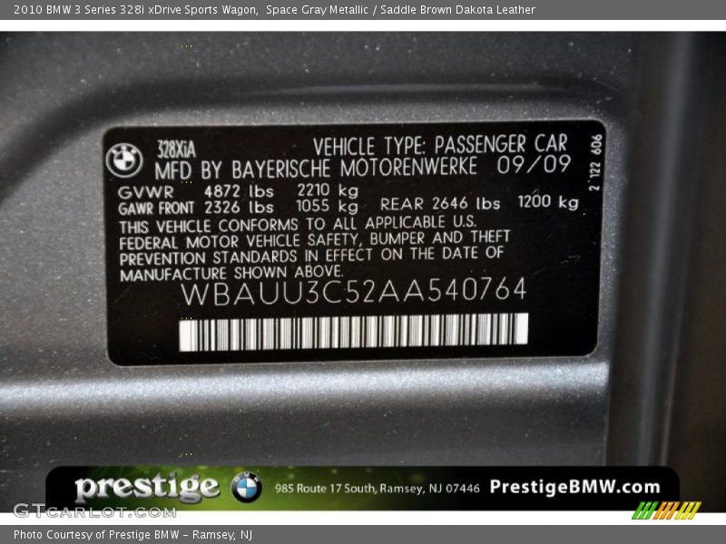 Space Gray Metallic / Saddle Brown Dakota Leather 2010 BMW 3 Series 328i xDrive Sports Wagon