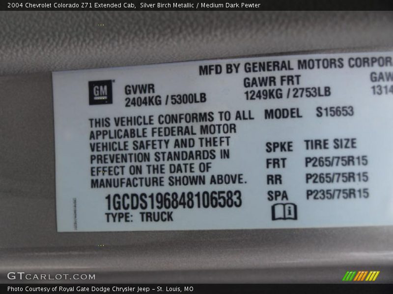 Silver Birch Metallic / Medium Dark Pewter 2004 Chevrolet Colorado Z71 Extended Cab