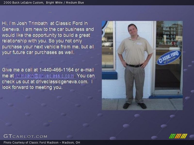 Bright White / Medium Blue 2000 Buick LeSabre Custom