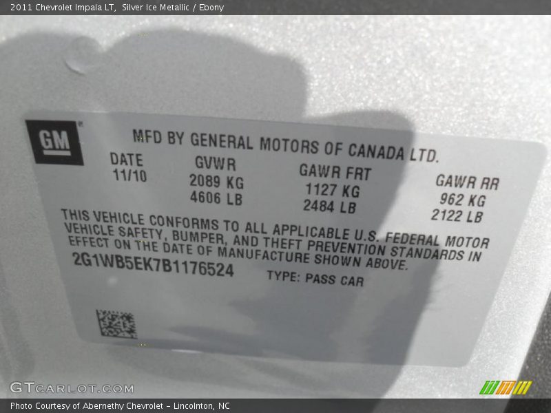 Silver Ice Metallic / Ebony 2011 Chevrolet Impala LT