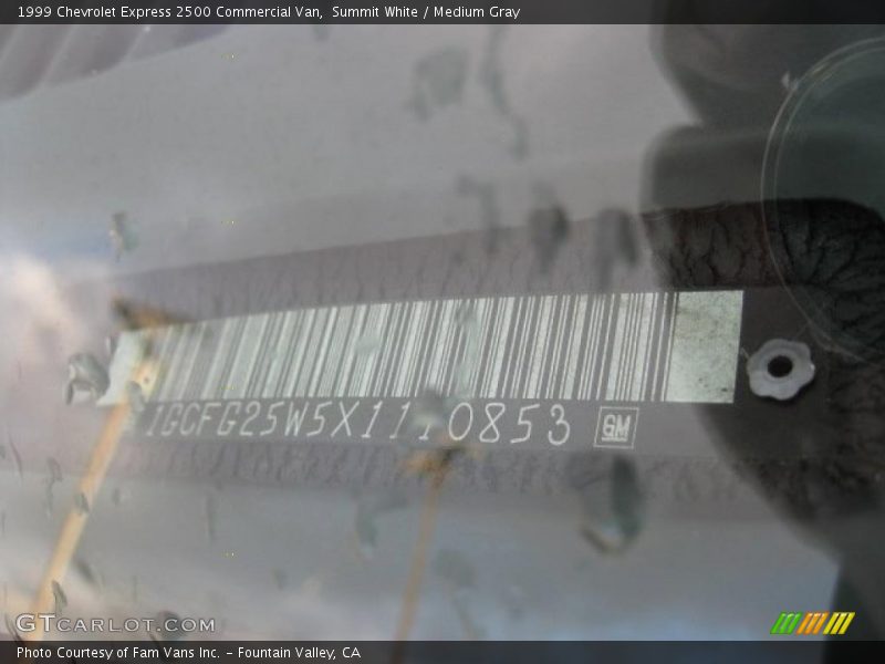 Summit White / Medium Gray 1999 Chevrolet Express 2500 Commercial Van