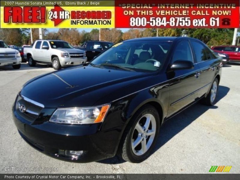 Ebony Black / Beige 2007 Hyundai Sonata Limited V6