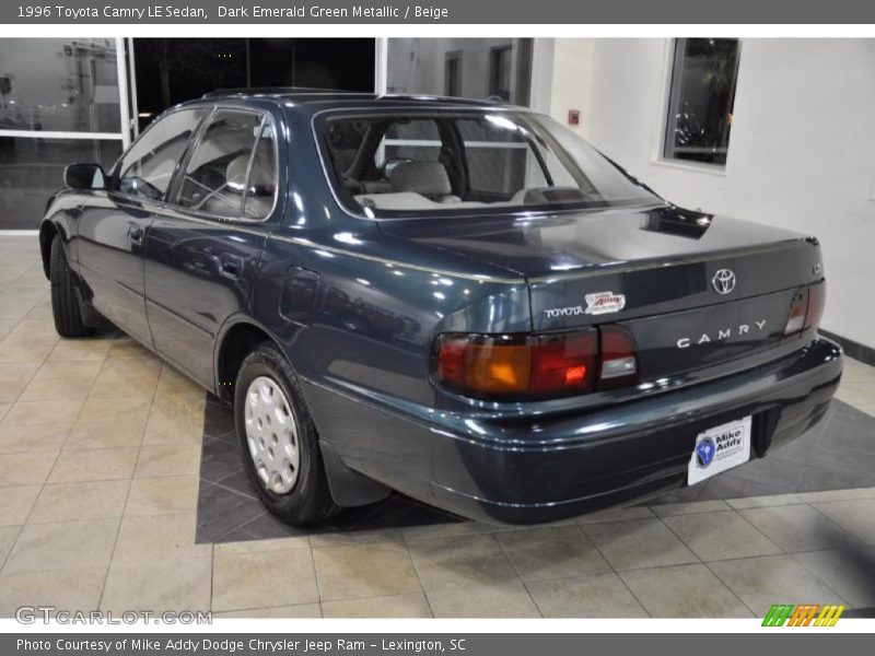 Dark Emerald Green Metallic / Beige 1996 Toyota Camry LE Sedan