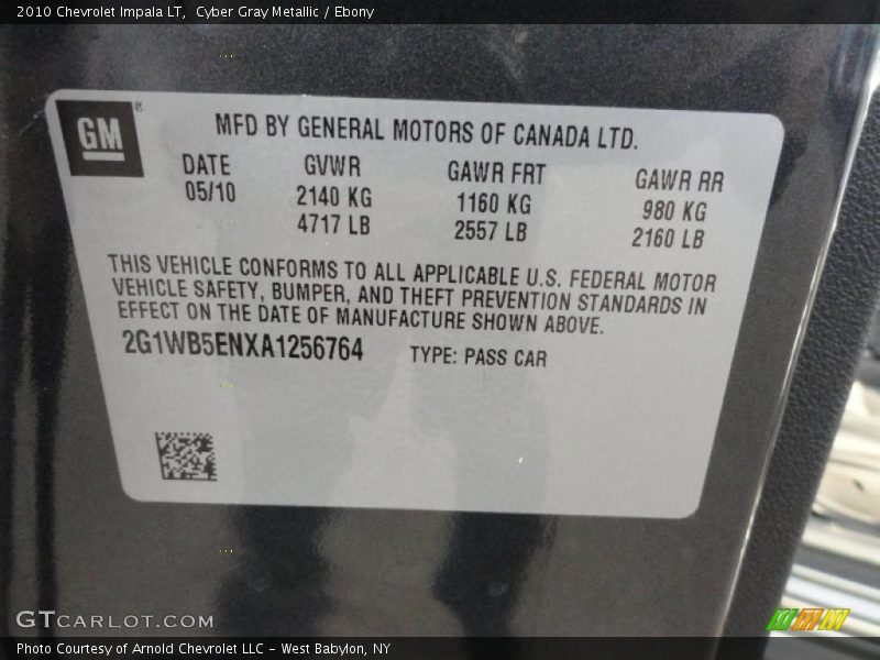 Cyber Gray Metallic / Ebony 2010 Chevrolet Impala LT