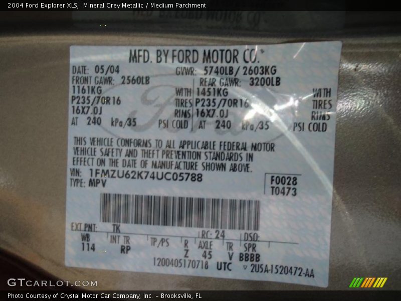 Mineral Grey Metallic / Medium Parchment 2004 Ford Explorer XLS