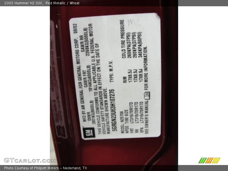 Red Metallic / Wheat 2003 Hummer H2 SUV