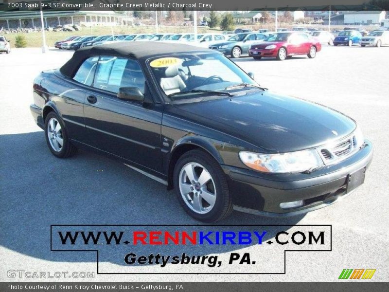 Graphite Green Metallic / Charcoal Grey 2003 Saab 9-3 SE Convertible