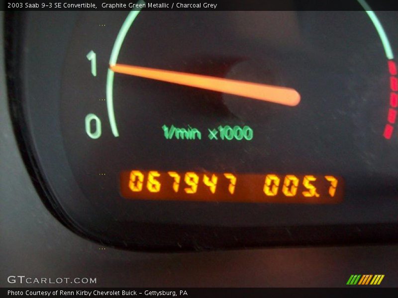 Graphite Green Metallic / Charcoal Grey 2003 Saab 9-3 SE Convertible