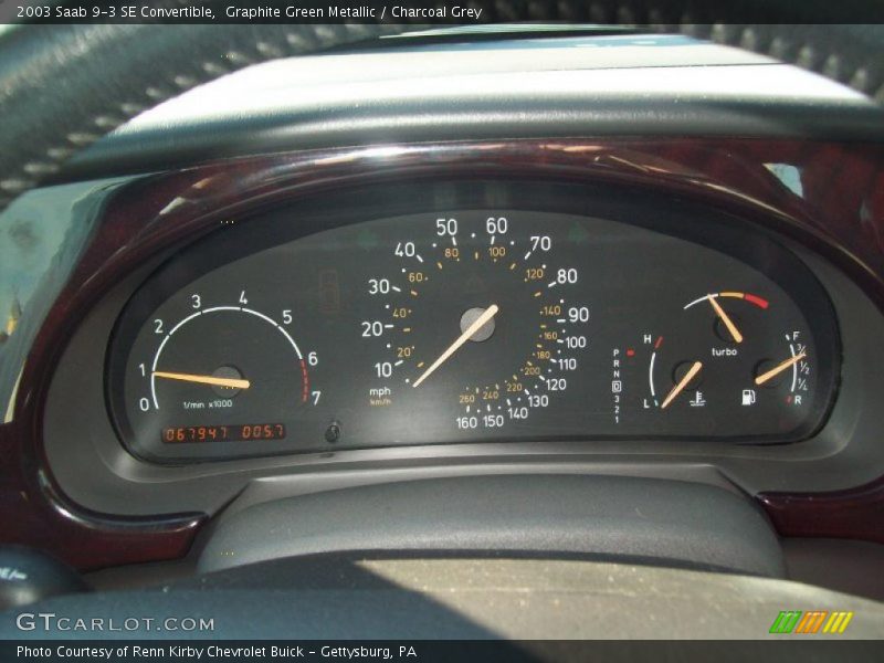 Graphite Green Metallic / Charcoal Grey 2003 Saab 9-3 SE Convertible