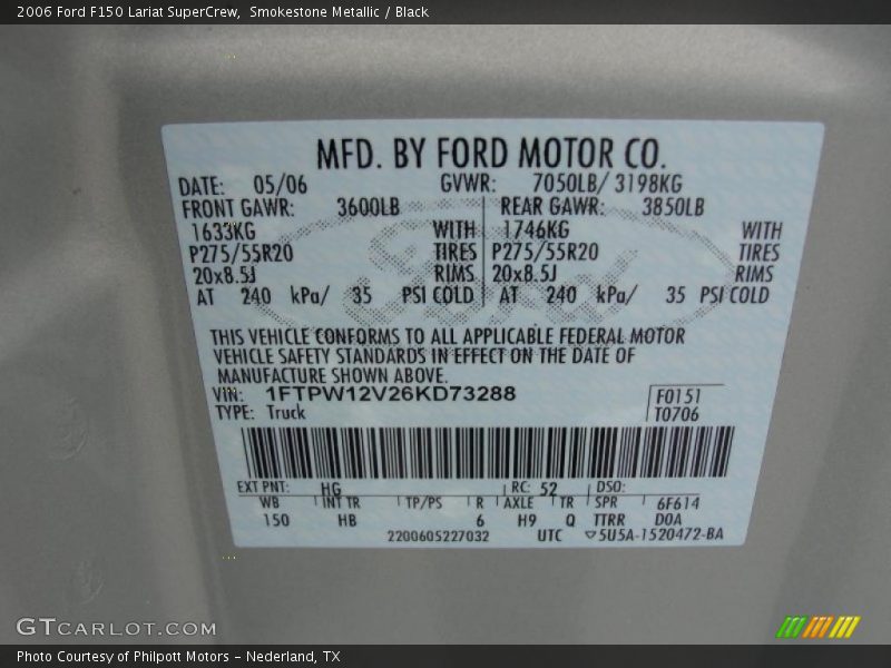 Smokestone Metallic / Black 2006 Ford F150 Lariat SuperCrew