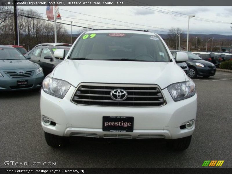 Blizzard White Pearl / Sand Beige 2009 Toyota Highlander Sport 4WD
