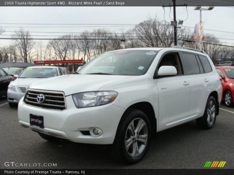 Blizzard White Pearl / Sand Beige 2009 Toyota Highlander Sport 4WD