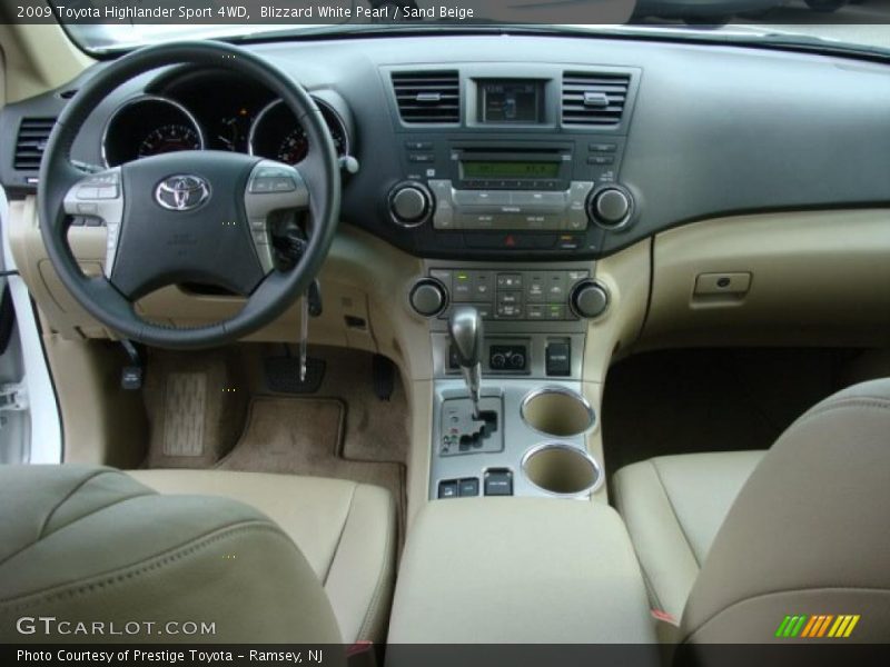 Blizzard White Pearl / Sand Beige 2009 Toyota Highlander Sport 4WD