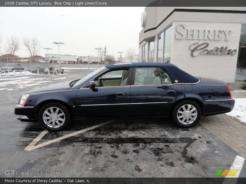 Blue Chip / Light Linen/Cocoa 2008 Cadillac DTS Luxury