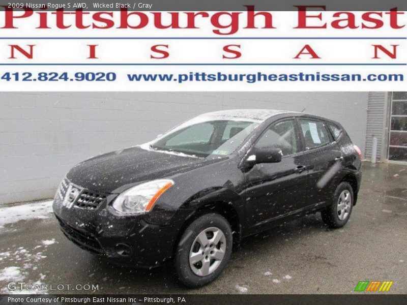 Wicked Black / Gray 2009 Nissan Rogue S AWD
