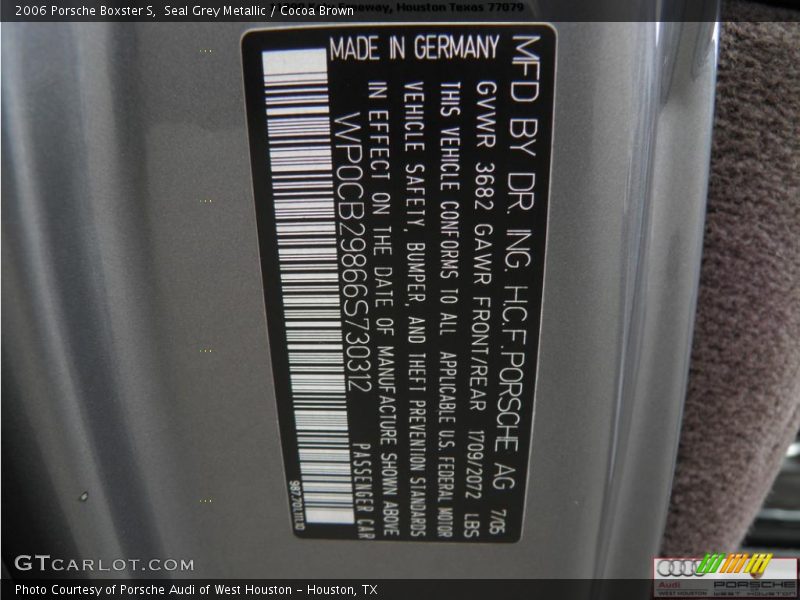 Seal Grey Metallic / Cocoa Brown 2006 Porsche Boxster S