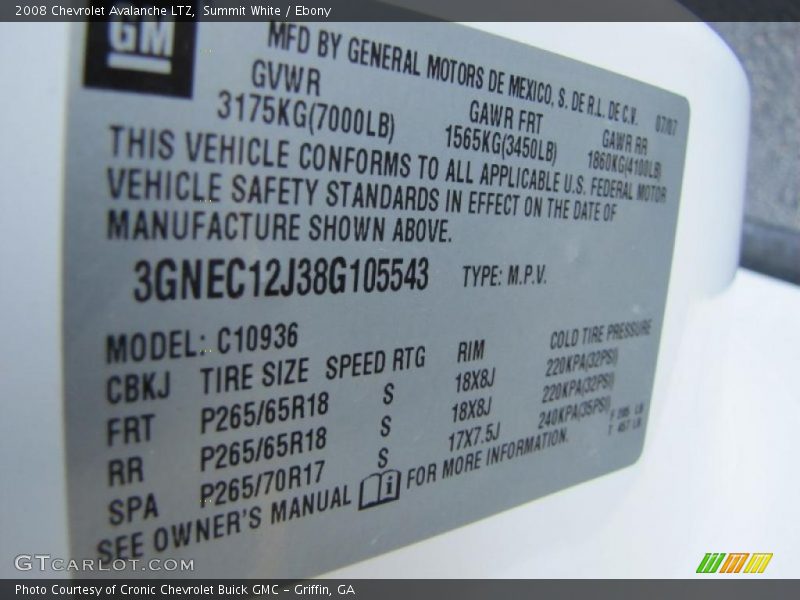 Summit White / Ebony 2008 Chevrolet Avalanche LTZ