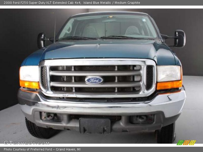 Island Blue Metallic / Medium Graphite 2000 Ford F250 Super Duty XLT Extended Cab 4x4