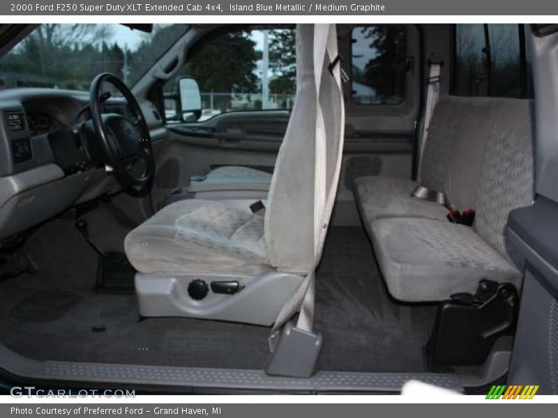 Island Blue Metallic / Medium Graphite 2000 Ford F250 Super Duty XLT Extended Cab 4x4