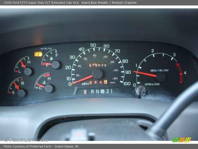 Island Blue Metallic / Medium Graphite 2000 Ford F250 Super Duty XLT Extended Cab 4x4